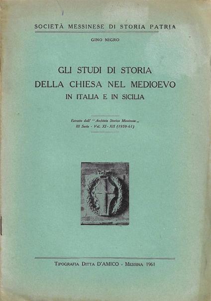 Gli Studi di Storia della Chiesa nel Medioevo in Italia e in Sicilia - copertina