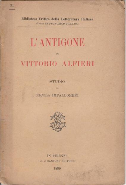L' Antigone di Vittorio Alfieri - copertina