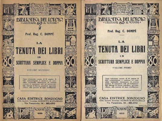 La tenuta dei libri in scrittura semplice e doppia. Vol. I, Vol. II - copertina