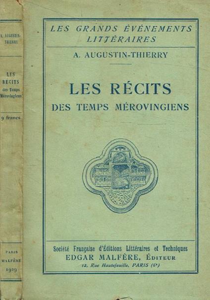 Les Récits des temps mérovingiens - copertina