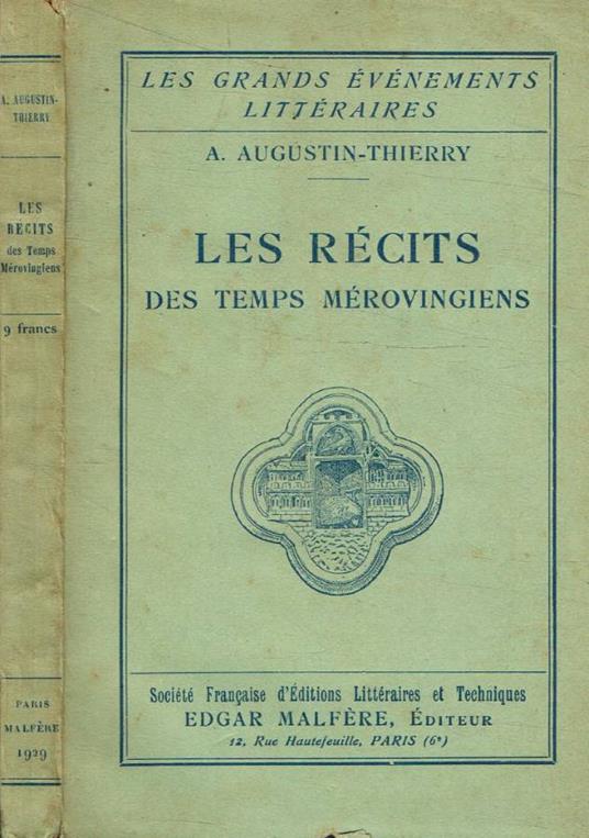Les Récits des temps mérovingiens - copertina