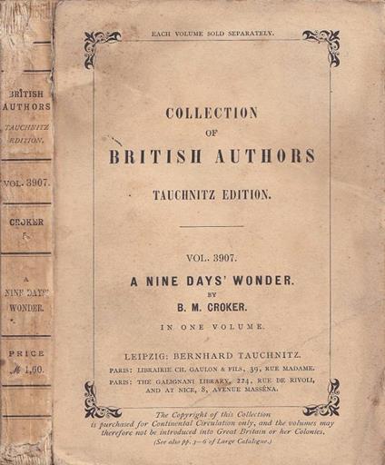 A nine days' wonder - copertina