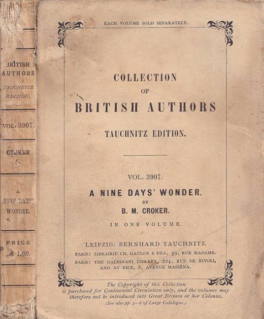 A nine days' wonder - copertina