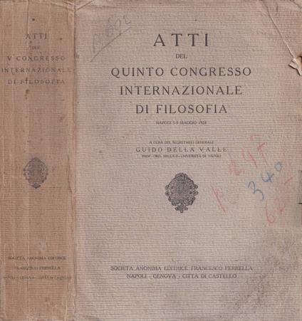 Atti del quinto congresso internazionale di filosofia - copertina