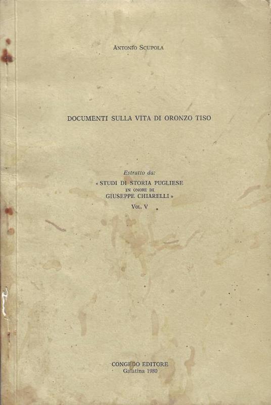 Documenti sulla vita di Oronzo Tiso - copertina
