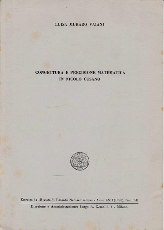 Congettura e precisione matematica in Nicolò Cusano - copertina