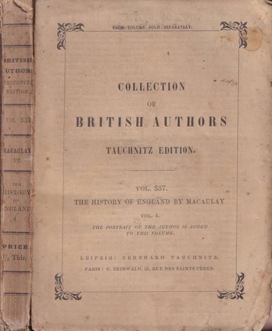 The history of England, vol. IV - Thomas Babington Macaulay - copertina