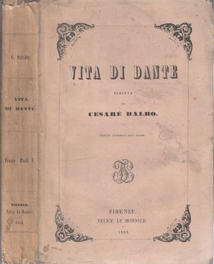 Vita di Dante - Cesare Balbo - copertina