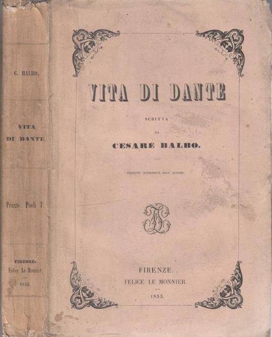 Vita di Dante - Cesare Balbo - copertina