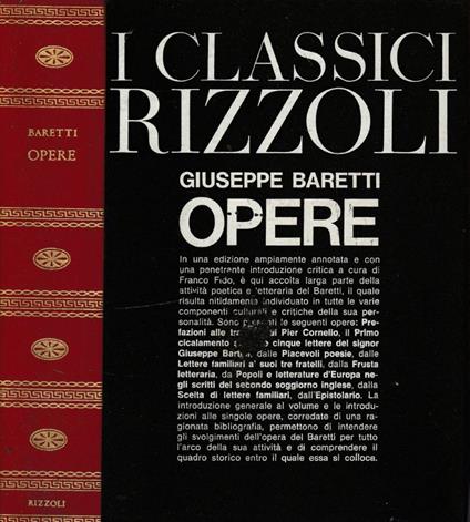 Opere - Giuseppe Baretti - copertina