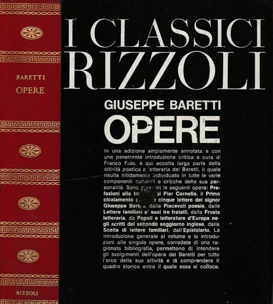 Opere - Giuseppe Baretti - copertina