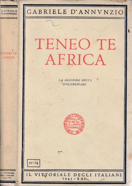 Teneo te Africa - Gabriele D'Annunzio - copertina