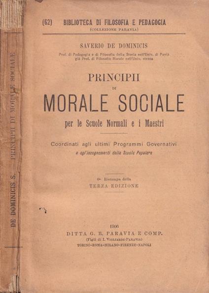 Principii di morale sociale - Saverio De Dominicis - copertina