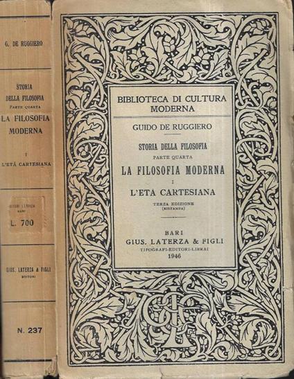 La filosofia moderna 1. L' età cartesiana - Guido De Ruggiero - copertina