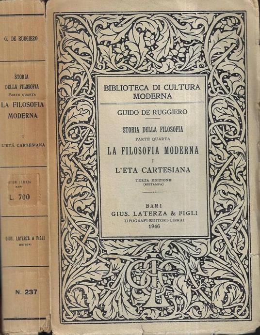 La filosofia moderna 1. L' età cartesiana - Guido De Ruggiero - copertina
