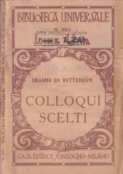 Colloqui scelti - Erasmo da Rotterdam - copertina