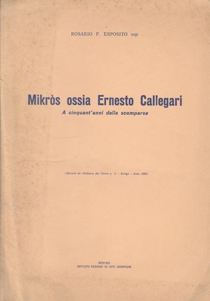 Mikros ossia Ernesto Callegari - Rosario F. Esposito - copertina