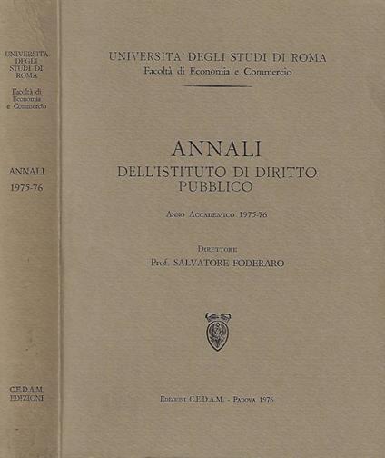 Annali dell'istituto di diritto pubblico - Salvatore Foderaro - copertina