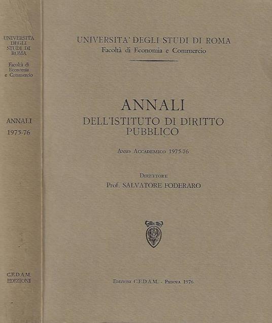 Annali dell'istituto di diritto pubblico - Salvatore Foderaro - copertina
