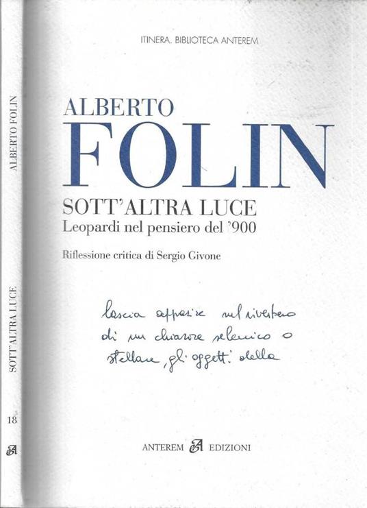 Sott' altra luce - Alberto Folin - copertina