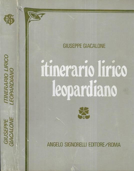 Itinerario lirico leopardiano - Giuseppe Giacalone - copertina