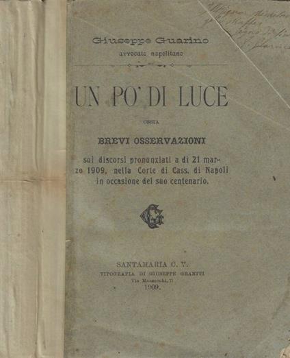 Un po' di luce (Autografo) - Giuseppe Guarino - copertina