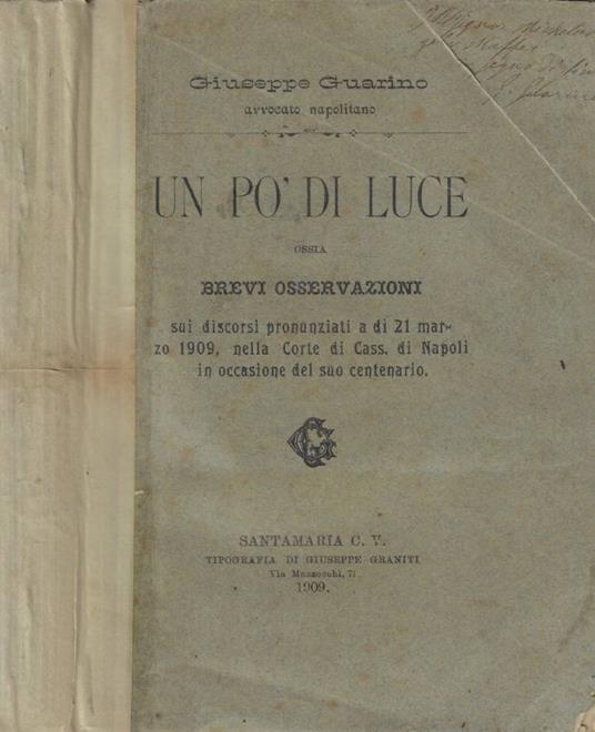 Un po' di luce (Autografo) - Giuseppe Guarino - copertina