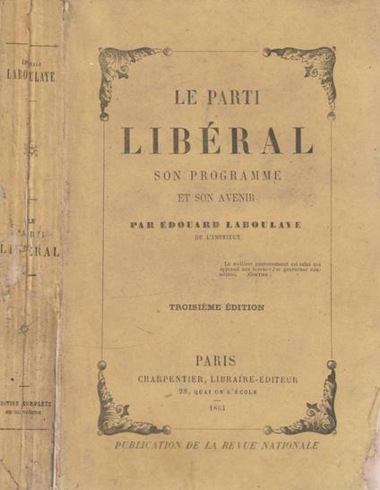 Le parti liberal - Edouard Laboulaye - copertina
