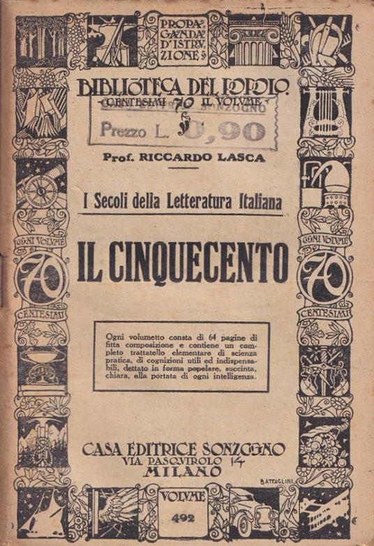 Il Cinquecento - Riccardo Lasca - copertina