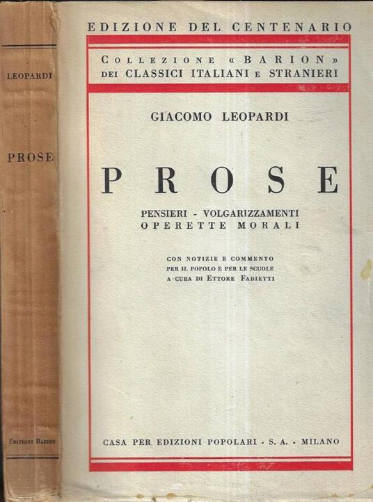 Prose - Giacomo Leopardi - copertina