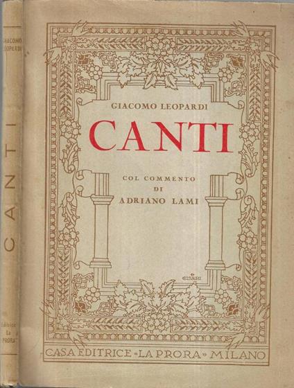 Canti - Giacomo Leopardi - copertina