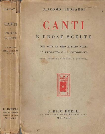 Canti e prose scelte - Giacomo Leopardi - copertina