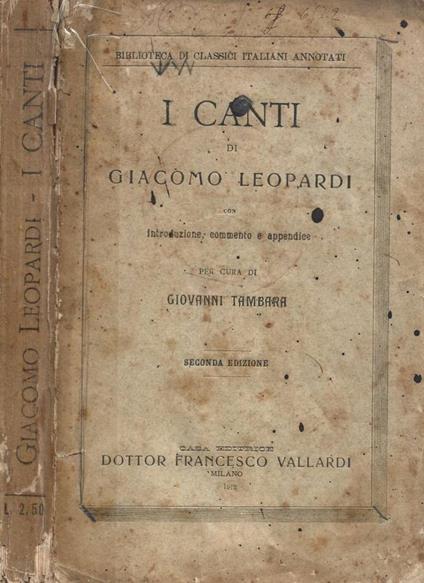 I canti - Giacomo Leopardi - copertina
