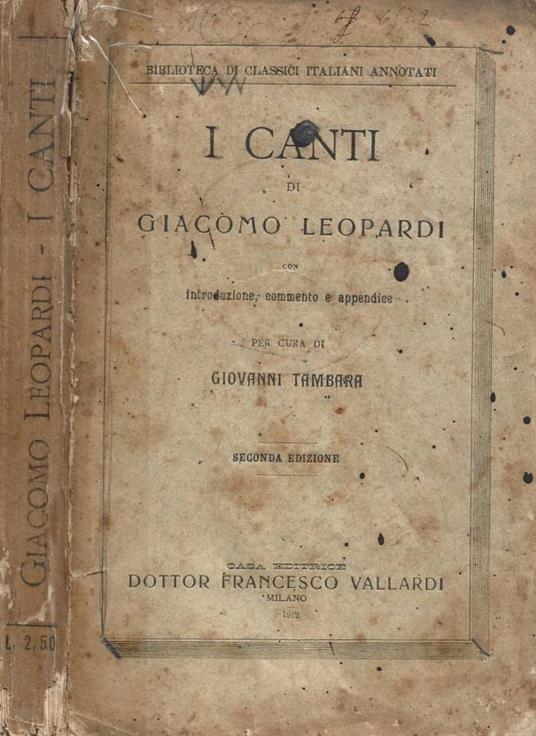 I canti - Giacomo Leopardi - copertina