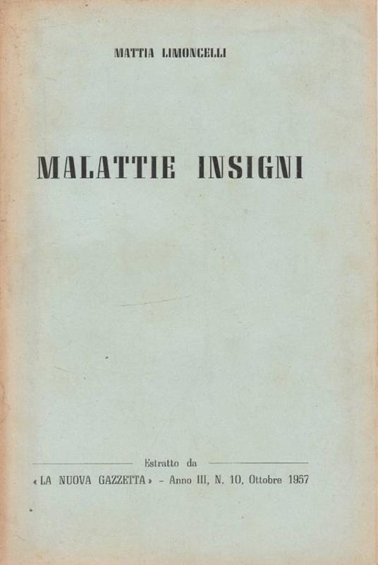 Malattie insigni - Mattia Limoncelli - copertina