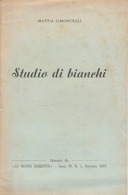 Studio di bianchi - Mattia Limoncelli - copertina