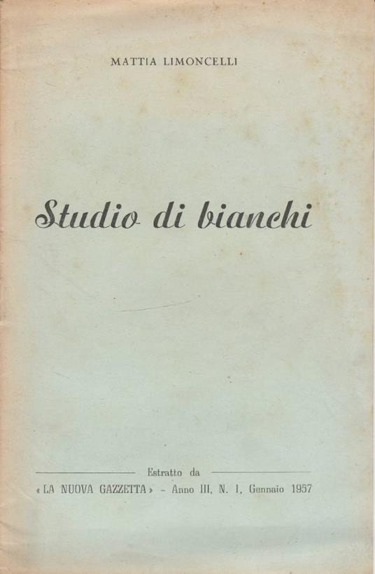 Studio di bianchi - Mattia Limoncelli - copertina