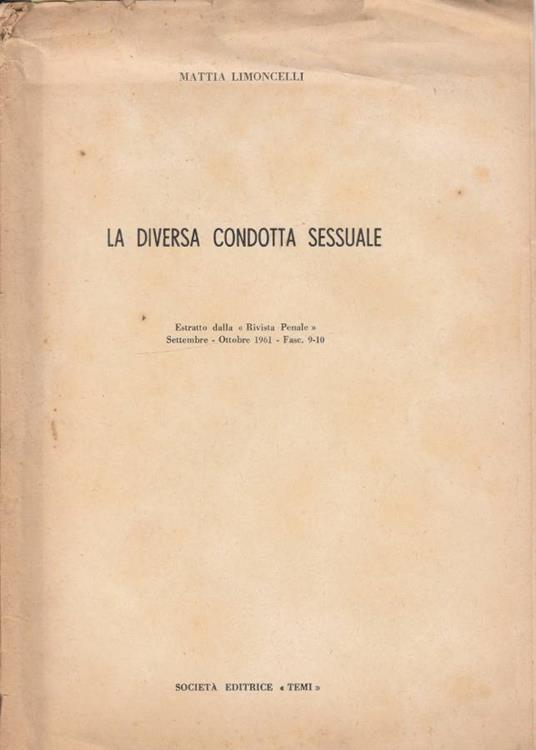 La diversa condotta sessuale - Mattia Limoncelli - copertina