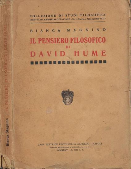 Il pensiero filosofico di David Hume - Bianca Magnino - copertina