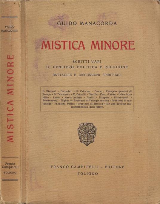 Mistica minore - Guido Manacorda - copertina