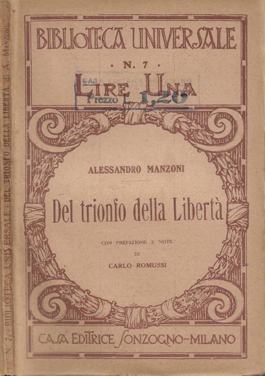 Del trionfo della Libertà - Alessandro Manzoni - copertina