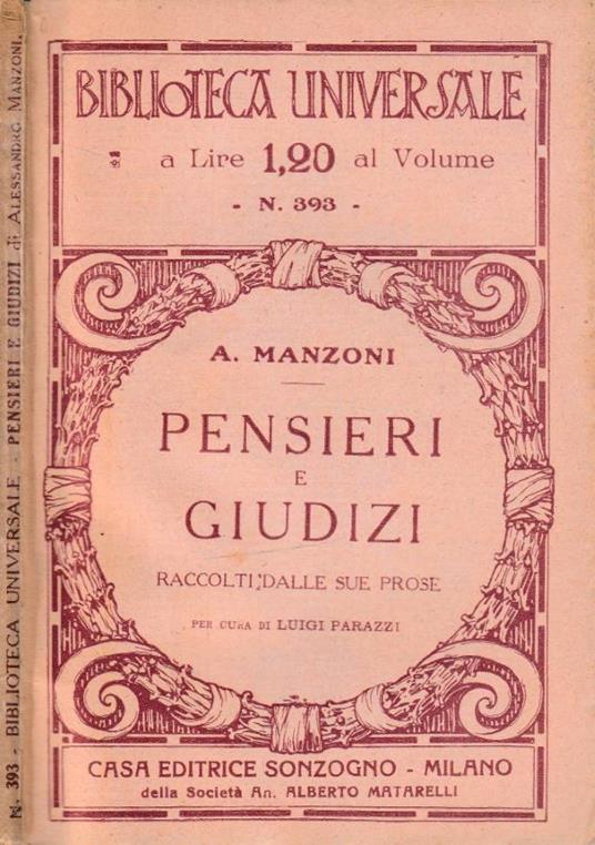 Pensieri e giudizi - Alessandro Manzoni - copertina