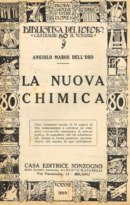 La nuova chimica - Angiolo Maros Dell'Oro - copertina