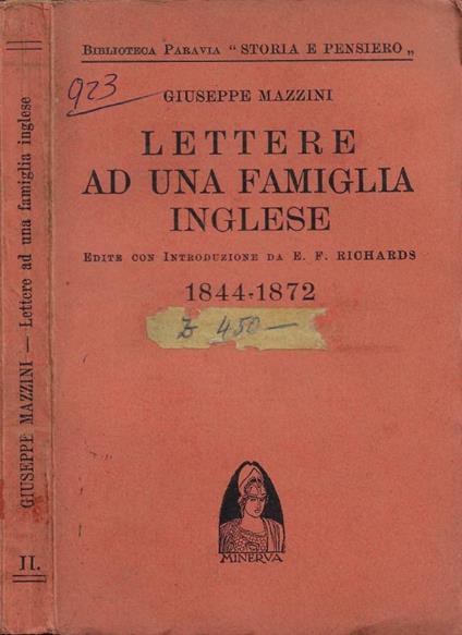 Lettere ad una famiglia inglese edite con introduzione di E. F. Richards. 1844-1872. Vol. II: 1855-1860 - Giuseppe Mazzini - copertina