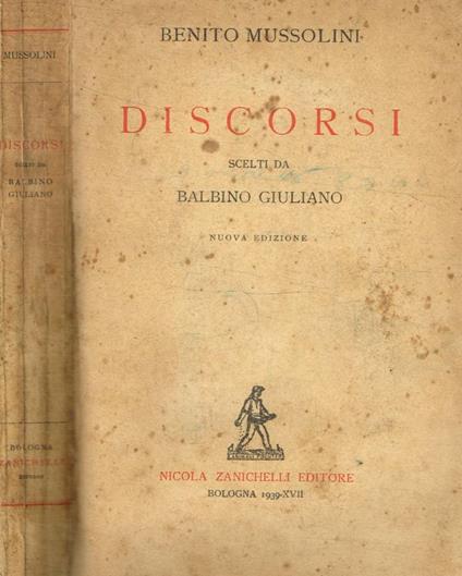 Discorsi - Benito Mussolini - copertina