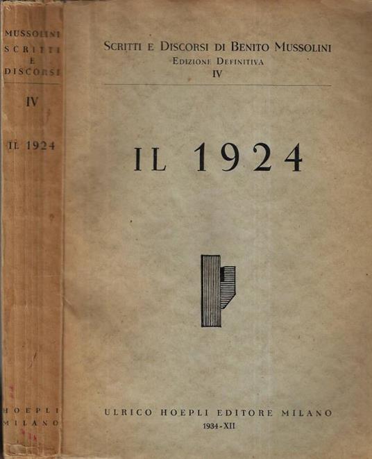 Il 1924 - Benito Mussolini - copertina