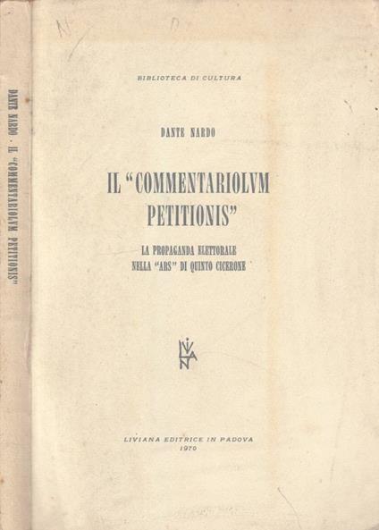 Il Commentariolum petitionis - Dante Nardo - copertina