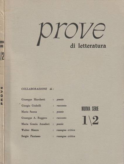 Prove anno VI n 1/2 nuova serie 1965 - Nino Palumbo - copertina