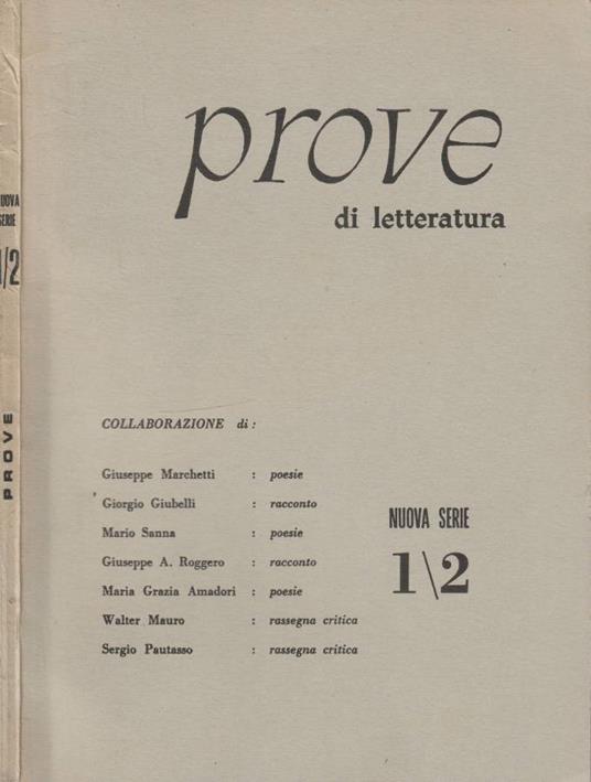 Prove anno VI n 1/2 nuova serie 1965 - Nino Palumbo - copertina