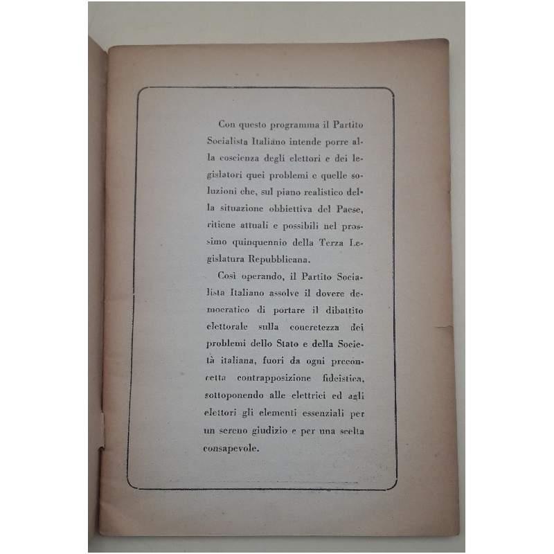Il P.S.I. Agli Elettori-Il Programma Dei Socialisti Per Le Elezioni Politiche Del 1958(1958)